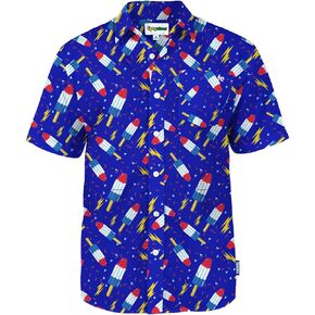 Tipsy Elves Patriotic Shirts for Men - USA Short Sleeve Button Up American Flag Shirts for Men for 4th of July