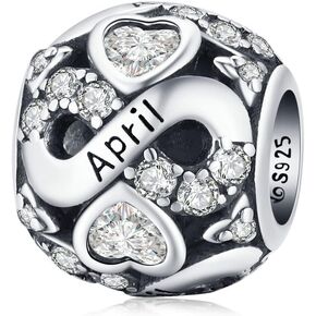WOSTU 925 Sterling Silver Birthstone Bead Charm Jewelry for Charms Bracelets for Women Mother Sister for Gifts for Birthday Mother's Day Thanksgiving Christmas in Saudi Arabia