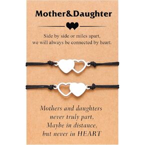 UNGENT THEM Mother Daughter Bracelets Set for 2/3, Matching Heart Wish Bracelets for Women Girls Mothers Day Christmas Gifts for Mom Daughters in Saudi Arabia