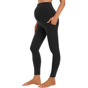 Foucome Women's Maternity Leggings with Pockets Over The Belly Pregnancy Workout Leggings Yoga Active Work Pants