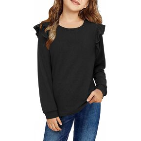 storeofbaby Shirts for Girls Long Sleeve Casual Loose Fit Tunic Tops Solid Blouses in Saudi Arabia