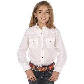 قميص Wrangler للفتيات بأكمام طويلة وجيبين بغطاء قلاب in Kuwait