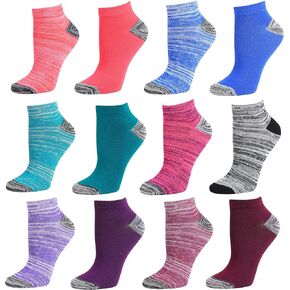 Debra Weitzner Womens Runner Ankle Socks - Low-Cut Colorful Socks (Size 9-11 and 10-13) 12 Pairs