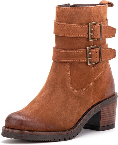 Vintage Foundry Co Womens Charmaine Handmade Burnished Rugged Classy Elegant Ankle Chelsea Boots w Adjustable Buckled Bands Side Zip Chunky Heels Victorian Combat Biker Engineer Western Goth Comic Con in Saudi Arabia