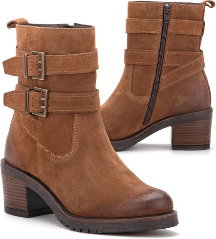 Vintage Foundry Co Womens Charmaine Handmade Burnished Rugged Classy Elegant Ankle Chelsea Boots w Adjustable Buckled Bands Side Zip Chunky Heels Victorian Combat Biker Engineer Western Goth Comic Con in Saudi Arabia