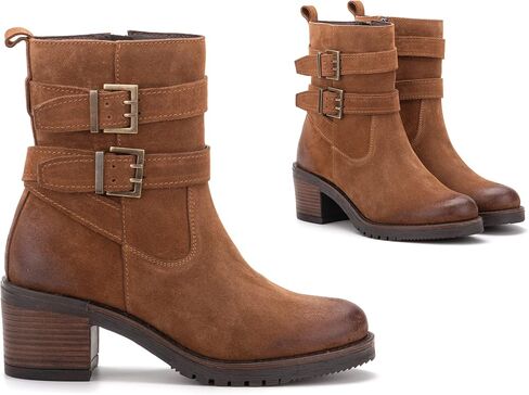 Vintage Foundry Co Womens Charmaine Handmade Burnished Rugged Classy Elegant Ankle Chelsea Boots w Adjustable Buckled Bands Side Zip Chunky Heels Victorian Combat Biker Engineer Western Goth Comic Con in Saudi Arabia