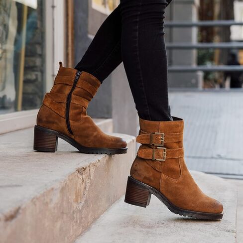 Vintage Foundry Co Womens Charmaine Handmade Burnished Rugged Classy Elegant Ankle Chelsea Boots w Adjustable Buckled Bands Side Zip Chunky Heels Victorian Combat Biker Engineer Western Goth Comic Con in Saudi Arabia