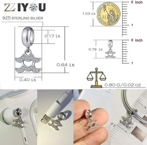 12 Zodiac Sign Charms for Charm Bracelets - 925 Sterling Silver Constellation/Horoscope Pendants in Kuwait