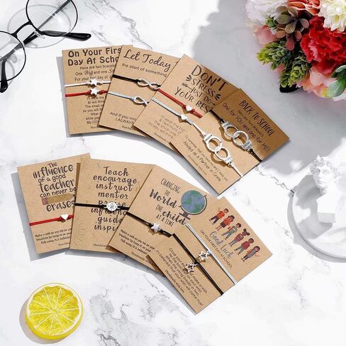 Yesteel العودة إلى سوار المدرسة، اليوم الأول من الهدايا المدرسية الأم ابنة الصداقة مطابقة الأساور، البوصلة القلب نجمة إنفينيتي سحر قابل للتعديل سلسلة الرغبات الأساور للنساء الفتيات المعلم in Kuwait