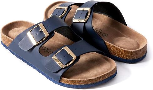 Seranoma Slide Sandals for Women - Comfortable Slip On Cork Footbed Sandals with Adjustable Buckles - Ladies Slip-Resistant Platform Summer Flat Sandals for Beach, Home, Indoor and Outdoor Use in Saudi Arabia