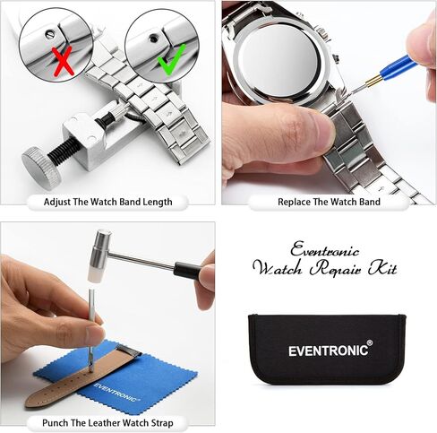 ايفينترونيك مجموعة ادوات ازالة حلقات الساعة، مجموعة ادوات سوار الساعة، مجموعة ادوات قضيب زنبركي لاستبدال سوار الساعة، اداة ازالة دبوس الساعة لتعديل سوار الساعة in Kuwait