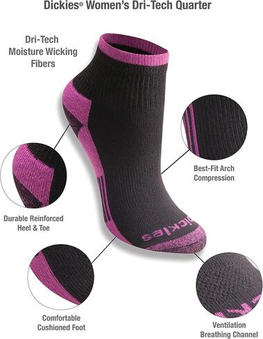 Dickies Women's 6 Pack Dritech Quarter Socks in Saudi Arabia