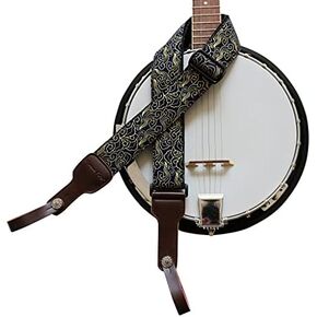 تصميم MUSIC FIRST الأصلي، عرض 2 بوصة (5 سم)، قماش مصبوغ على الطراز الريفي الكلاسيكي وحزام بانجو فاخر من الجلد الطبيعي، مع قطعتين من خزانة حزام MUSIC FIRST الجلدي. (النمط الريفي الكلاسيكي) in Kuwait