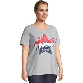 Just My Size Women's Size Plus Printed Short-Sleeve V-Neck T-Shirt Discontinued