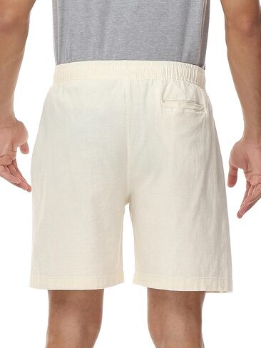 MCEDAR Men’s Linen Blend Shorts Striped Elastic Waist Drawstring 7 Inch Inseam Beach Shorts with Pockets in Saudi Arabia