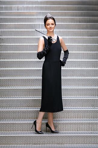 Audrey in a Bag Premium Iconic Holly Black Dress Complete Costume Set in Cotton Inspired by Old Hollywood Movies in Kuwait