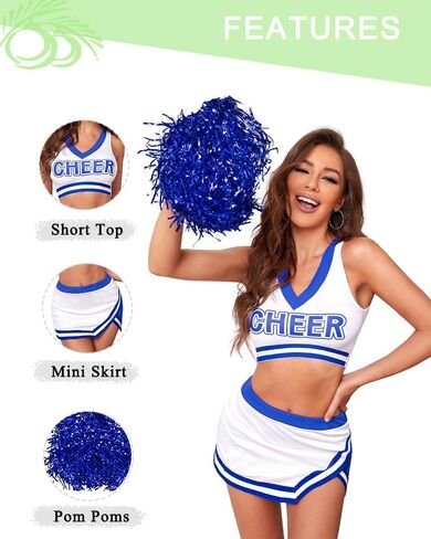 Cheerleader Costume for Women Sexy Cheerleading 3pcs Halloween Costumes Cheer Outfit for School Musical Party in Saudi Arabia