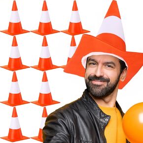 Jiuguva 10 Pack Halloween Orange Traffic Cone Hat Bulk Funny Unisex Dunce Hat Gift for Traffic Cone Accessory Headwear Halloween Christmas Role Playing Party Decoration in Kuwait