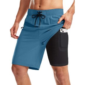 Pinkbomb Men's Swim Trunks with Compression Liner 9 Inch Quick Dry Swimsuit Swimming Swim Board Shorts for Men with Pockets in Saudi Arabia