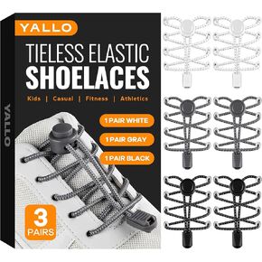 اربطة احذية مرنة من يالو (عبوة من 3 قطع)، اربطة احذية مرنة للاحذية الرياضية للبالغين، اربطة احذية بدون ربط للبالغين والاطفال، مقاس واحد يناسب جميع اربطة الاحذية المرنة، اربطة للاحذية الرياضية بدون in Kuwait