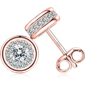 18K Gold Earrings, Diamond Gold Stud Earrings for Women,Dainty Rose Gold Diamond Earrings Stud, Jewelry for Women, The Best Birthday Christmas Anniversary Valentine's and Mother's Day Gifts for Women Wife Mom Girlfriend Daughter Friend Her, Hypoallergenic