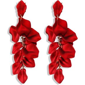 Just Follow Long Acrylic Rose Petal Earrings Dangle Exaggerated Flower Earrings Drop Statement Floral Tassel Earrings for Women and Girls