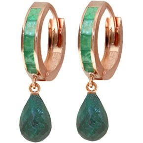 Galaxy Gold GG 14k Solid Gold Hoop Earring With Emeralds