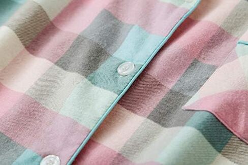 قميص نوم PNAEONG نسائي من الفلانيل 100% قطن بأزرار سفلية قميص نوم متوسط ​​الطول بتصميم بيجامة in Kuwait