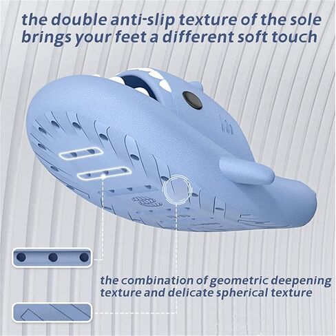 ROATNOSA Shark Couple Slippers,Non-Slip and Soft Cloud Shark Slides Adult,Summer Beach Open Toe Shower Sandals for Women Men in Saudi Arabia