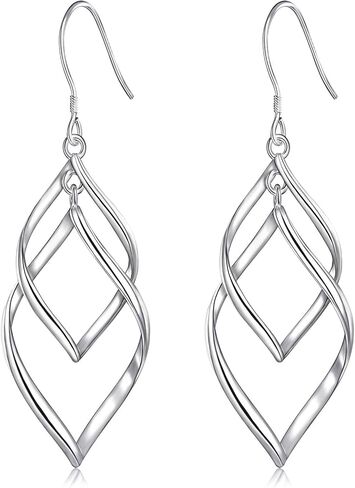 Sterling Silver Dangle Earrings for Women, 14k Gold Plated Double Linear Drop Statement Earrings Anniversary Birthday Gifts for Women Girls in Kuwait