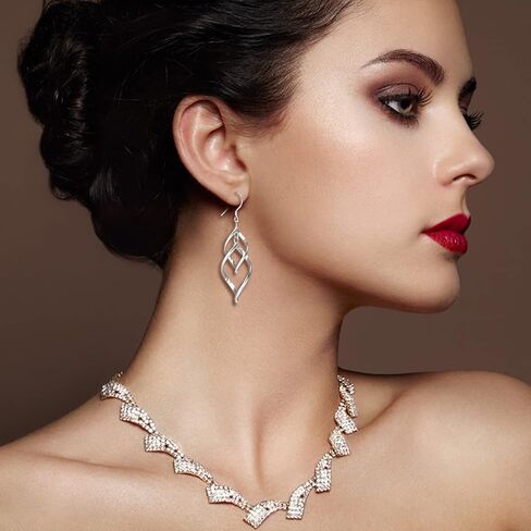 Sterling Silver Dangle Earrings for Women, 14k Gold Plated Double Linear Drop Statement Earrings Anniversary Birthday Gifts for Women Girls in Kuwait