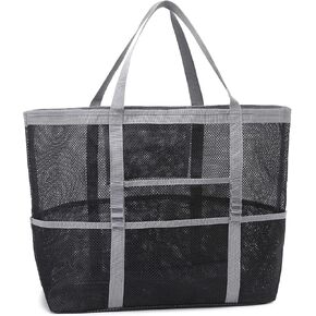 Beach Bag, Mesh Beach Tote Bag for Women XL Travel Beach Toy Bag, Large Lightweight Pool Bag with Zipper and Multiple Pockets in Kuwait