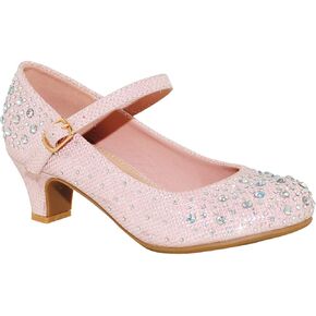 TRENDSUP Kids Sparkling Mary Jane Rhinestone Glitter Formal Dress Low Heel Pumps
