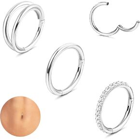 LOLIAS 14G حلقات زر البطن للنساء حلقات زر البطن الجراحية الفولاذية حلقات زر البطن الذهبية والفضة لهجة تشيكوسلوفاكيا حلقات السرة الفرس زر البطن ثقب المجوهرات 3 قطع in Kuwait