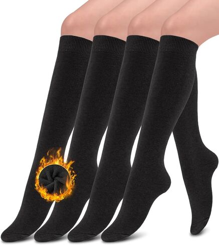 جوارب Aoliks الدافئة للركبة للنساء، جوارب حرارية من القطن للتنزه سيرًا على الأقدام والتزلج على الجليد وهدايا الشتاء in Kuwait