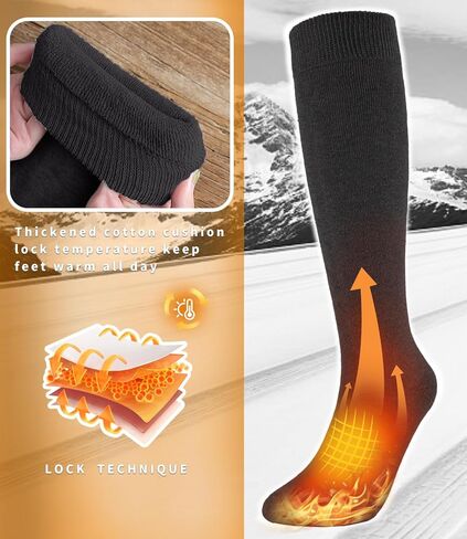 جوارب Aoliks الدافئة للركبة للنساء، جوارب حرارية من القطن للتنزه سيرًا على الأقدام والتزلج على الجليد وهدايا الشتاء in Kuwait