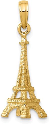 Solid 14k Yellow Gold Solid Polished 3 D Eiffel Tower Charm Pendant (26.5mm x 8mm) in Saudi Arabia