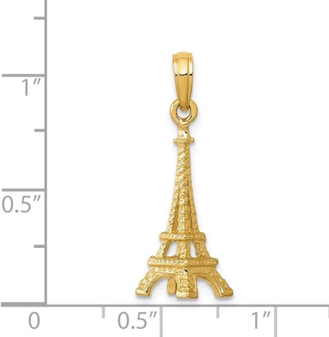 Solid 14k Yellow Gold Solid Polished 3 D Eiffel Tower Charm Pendant (26.5mm x 8mm) in Saudi Arabia