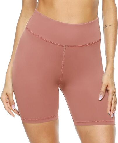 PERSIT Women's High Waist Print Workout Yoga Shorts with 2 Hidden Pockets, Non See-Through Tummy Control Athletic Shorts in Kuwait