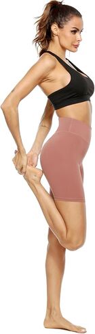 PERSIT Women's High Waist Print Workout Yoga Shorts with 2 Hidden Pockets, Non See-Through Tummy Control Athletic Shorts in Kuwait