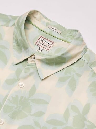 قميص رجالي قصير الأكمام من GUESS مصنوع من مادة Eco Rayon Shadow Box in Saudi Arabia