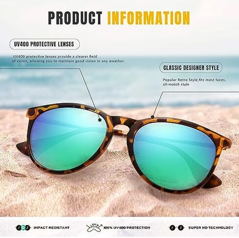 CHBP Sunglasses Womens Men Polarized UV Protection Trendy Vintage Retro Round Mirrored Lens Sunglasses For Women in Saudi Arabia