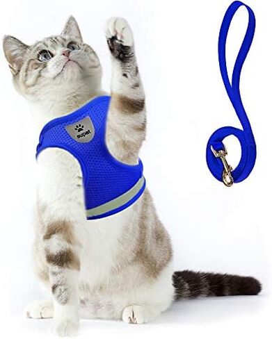 Supet Cat Harness and Leash Set - Soft Mesh Adjustable Cat Vest Harness with Reflective Strap for Walking Cat and Puppy Rabbit in Kuwait