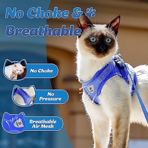 Supet Cat Harness and Leash Set - Soft Mesh Adjustable Cat Vest Harness with Reflective Strap for Walking Cat and Puppy Rabbit in Kuwait