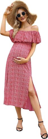 Maternity Dress Women's Off Shoulder Split A Line Casual Maxi Dress Photography Dress for Babyshower in Saudi Arabia