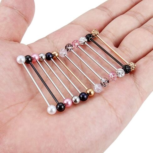 Lcolyoli 16G الصناعية الحديد الجراحية الصلب قصيرة الغضروف القرط ثقب الجسم مجوهرات للنساء الرجال بار 1 1/4 بوصة (32 مم) 6-12 قطعة in Kuwait
