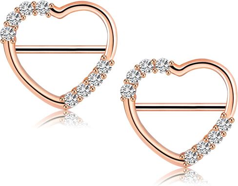 Melighting Heart حلقات الحلمة 14G داينتي الحلمة الفرس لامعة واضحة تشيكوسلوفاكيا الحلمة ثقب المجوهرات 316L الجراحية الصلب الحلمة ثقب الحديد للنساء الفتيات in Kuwait