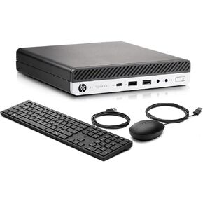 HP كمبيوتر مكتبي صغير 800 G3 اليت ديسك للاعمال بمعالج انتل رباعي النواة i5-6500T وذاكرة RAM DDR4 سعة 16GB وSSD 512GB ومنفذ Type-C وماوس كيبورد سلكي جديد وويندوز 10 برو 64 بت (مجدد) in Kuwait