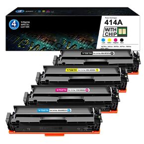 حبر 414A (مع الشريحة) استبدال متوافق مع WISETA ل HP 414A 414X W2020A متوافق مع HP Color Laserjet Pro MFP M479fdw M454dw M454dn M479fdn طابعة (أسود سماوي أرجواني أصفر، 4 حزم) in Kuwait