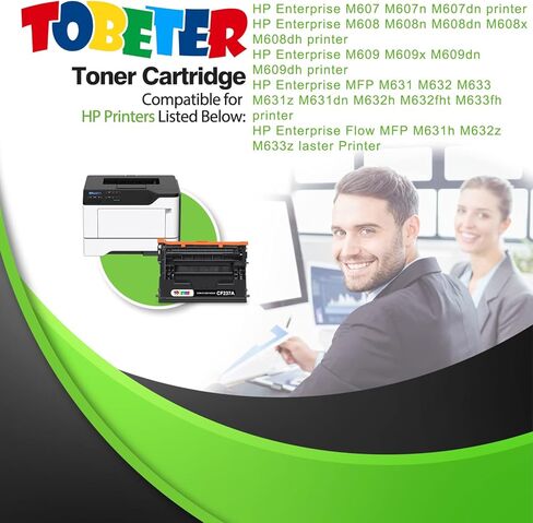 خرطوشة حبر متوافقة مع ToBeter استبدال لطابعة HP 37A CF237A 37X CF237X لشركة Enterprise M607 M608 M609 M631 M632 M633 Flow MFP M631h M632z سلسلة طابعة ليزر (أسود، 1 حزمة عالية الإنتاج) in Kuwait